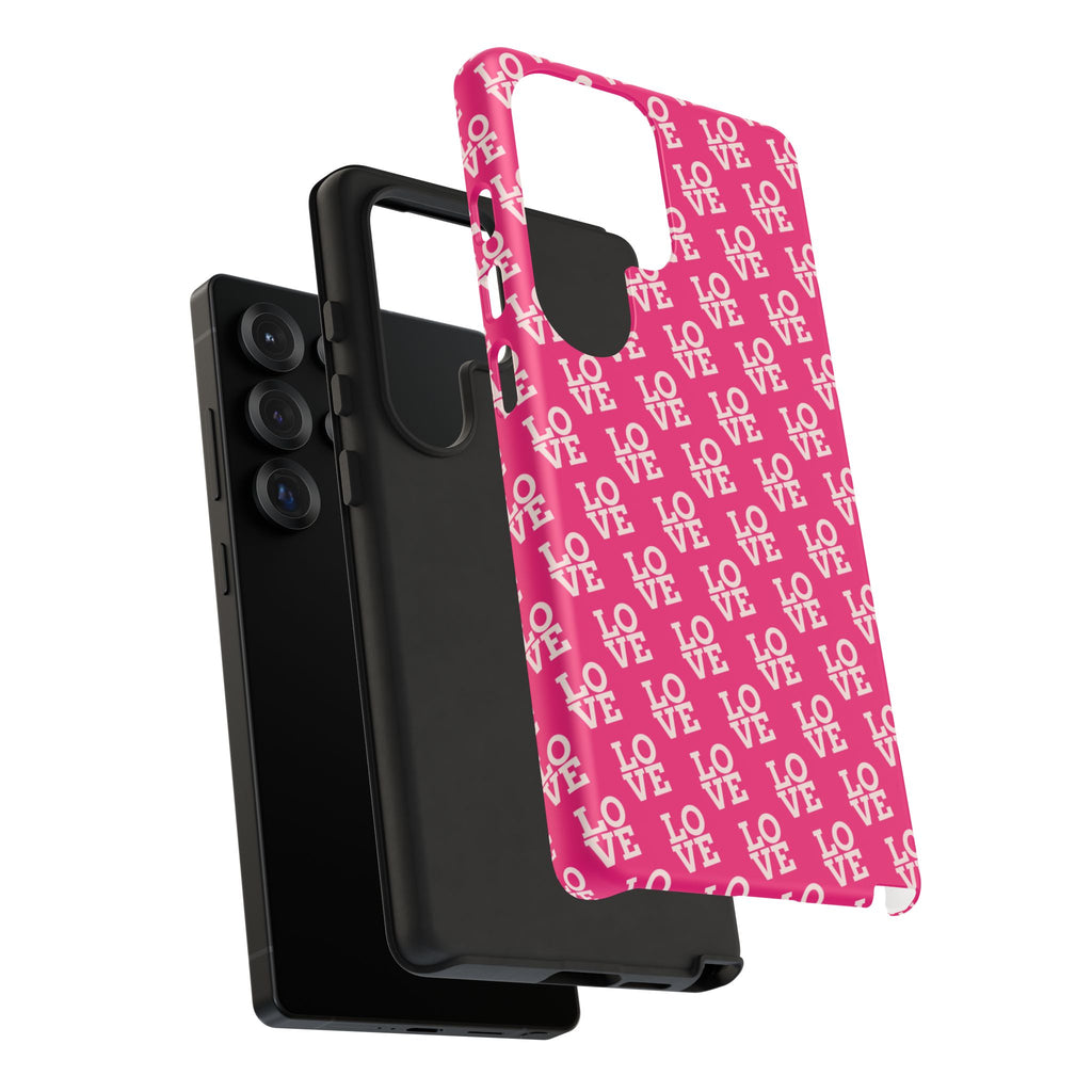 Vibrant Pink LOVE Tough Case iPhone, Galaxy, or Google Pixel