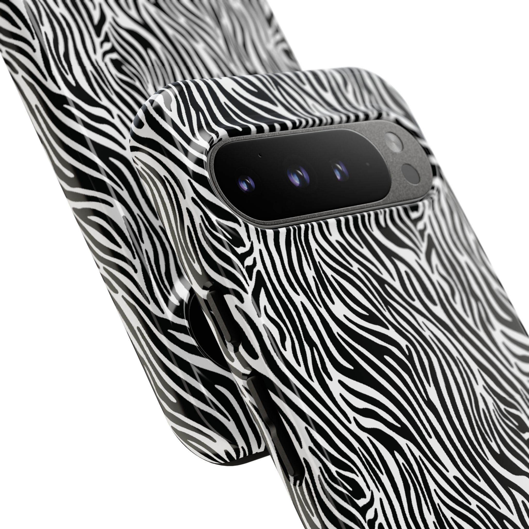 Black and White Zebra Print Tough Case iPhone, Galaxy and Google Pixel