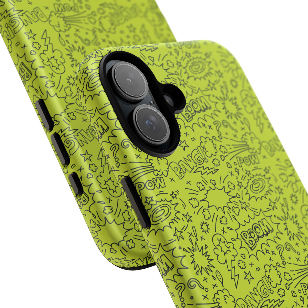 Neon Lime Wow Tough Case for iPhone, Galaxy, or Google Pixel