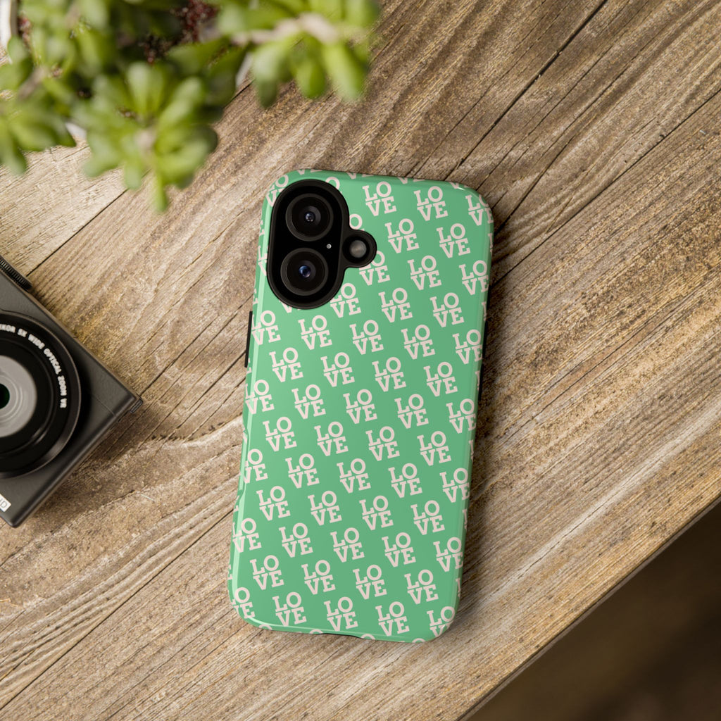 LOVE Aqua Tough Phone Case for iPhone, Galaxy, or Google Pixel