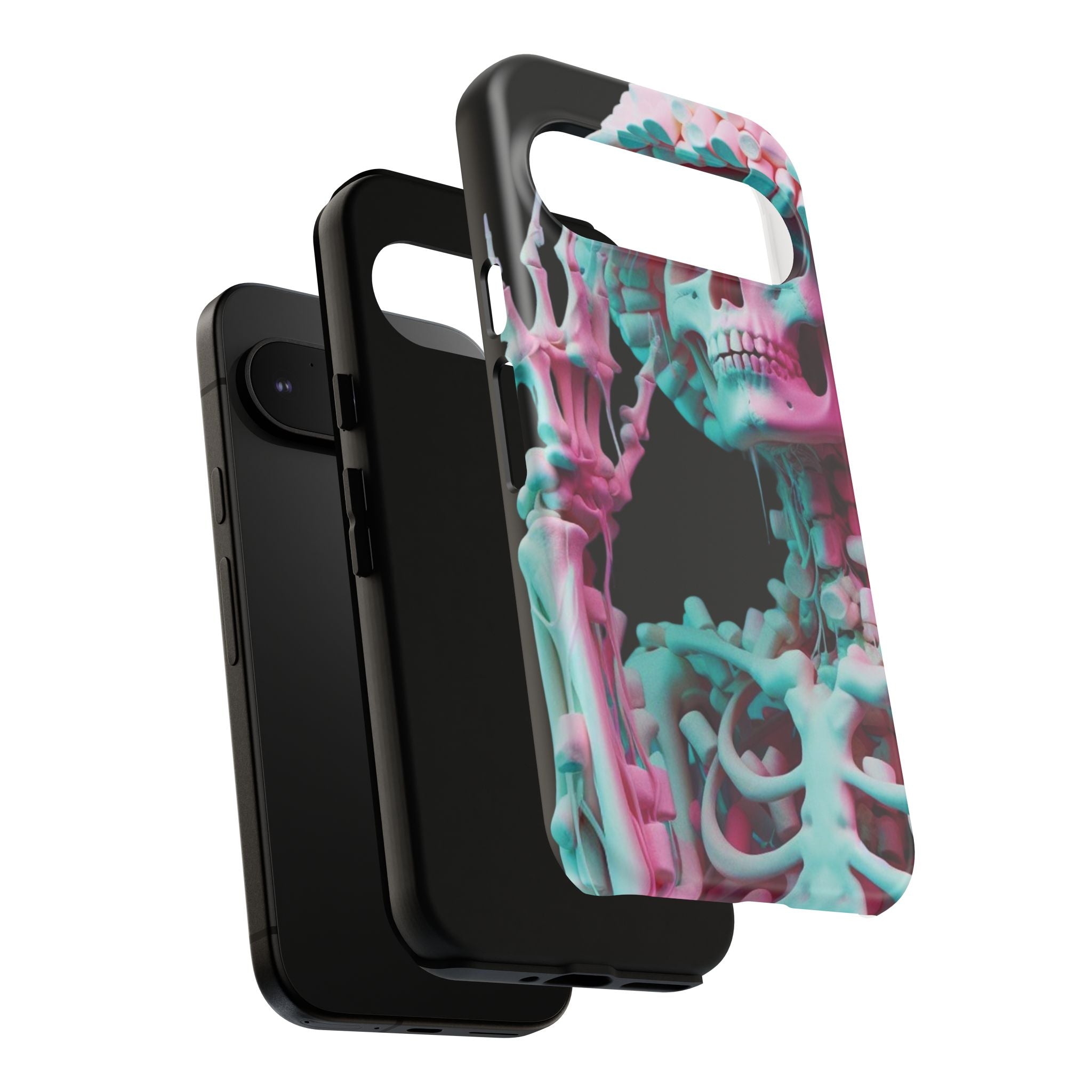 Neon Pink Skeleton (Black) Tough Phone Case for iPhone, Galaxy, or Google Pixel
