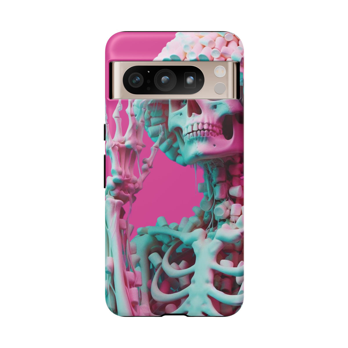 Neon Pink Skeleton Tough Phone Case for iPhone, Galaxy and Google Pixel