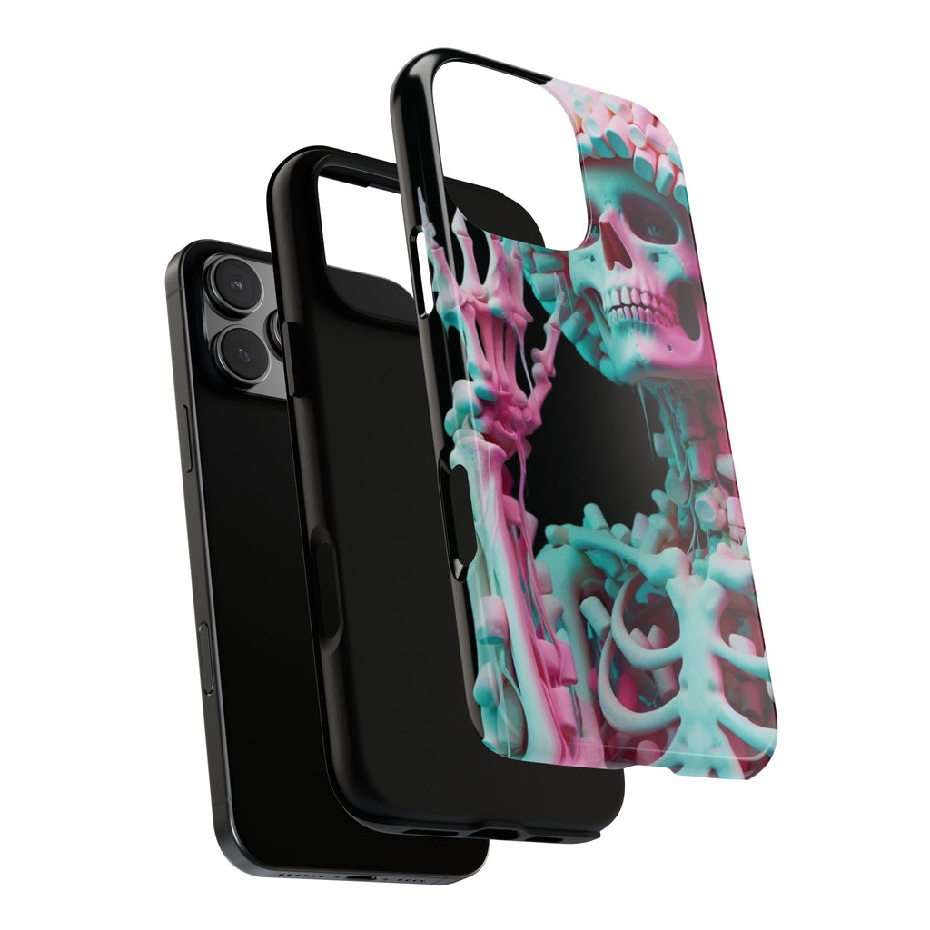 Neon Pink Skeleton (Black) Tough Phone Case for iPhone, Galaxy, or Google Pixel
