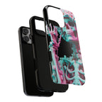 Neon Pink Skeleton (Black) Tough Phone Case for iPhone, Galaxy, or Google Pixel