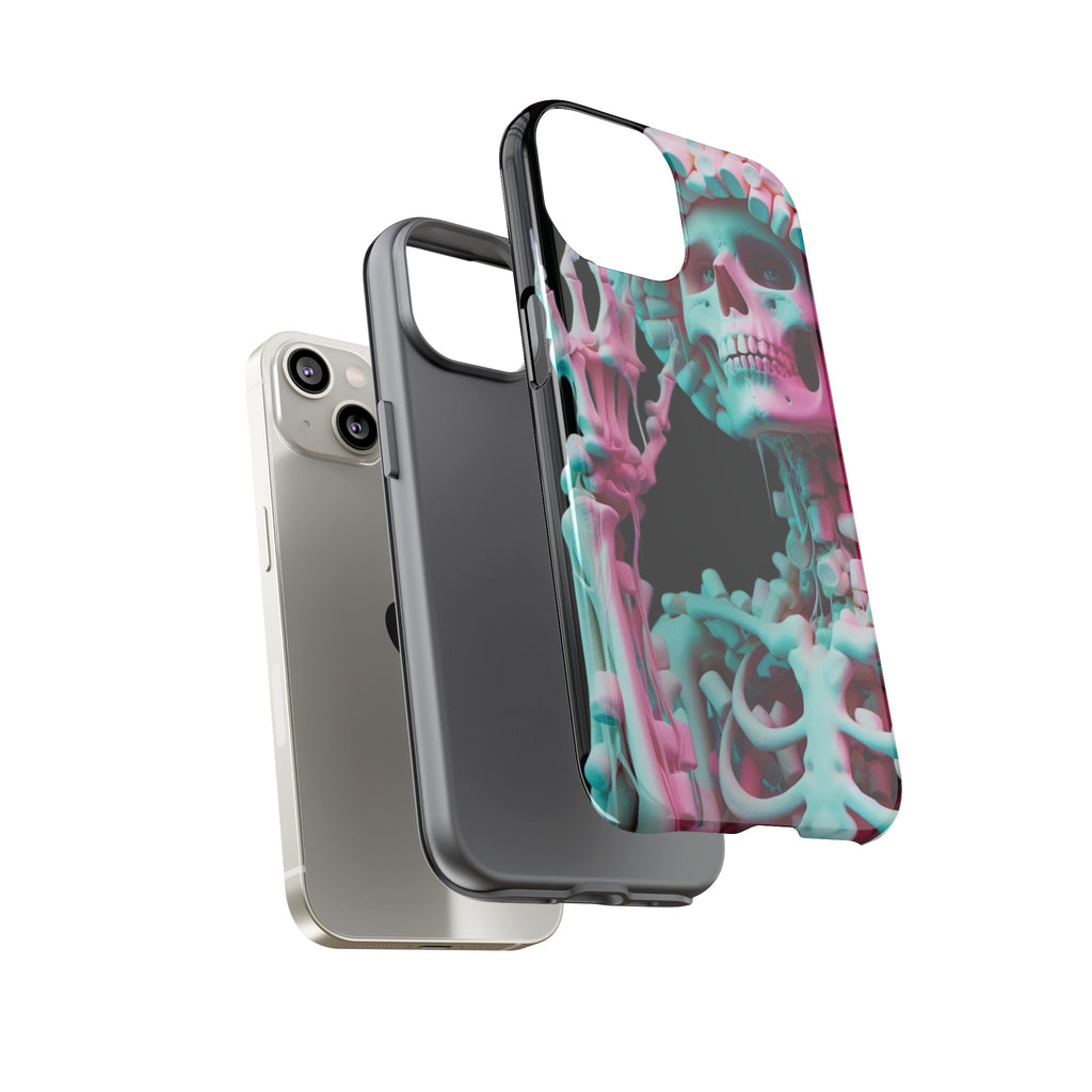 Neon Pink Skeleton (Black) Tough Phone Case for iPhone, Galaxy, or Google Pixel