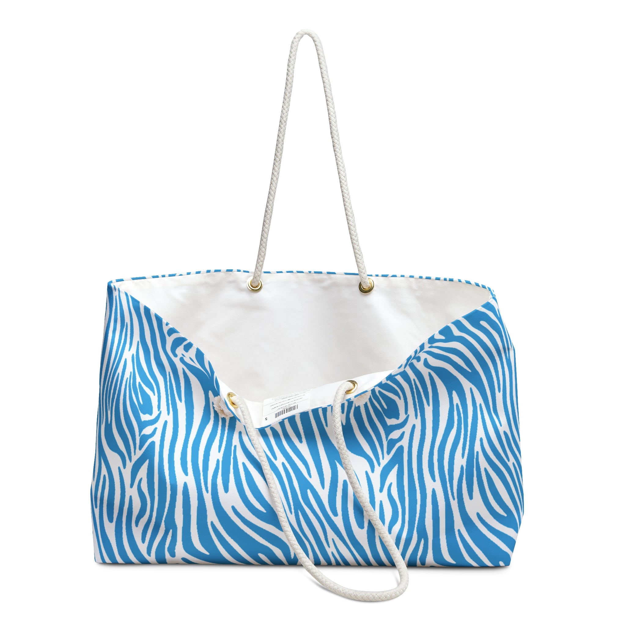 Blue Zebra Eco Friendly Weekender Bag, Travel Tote, Beach Bag