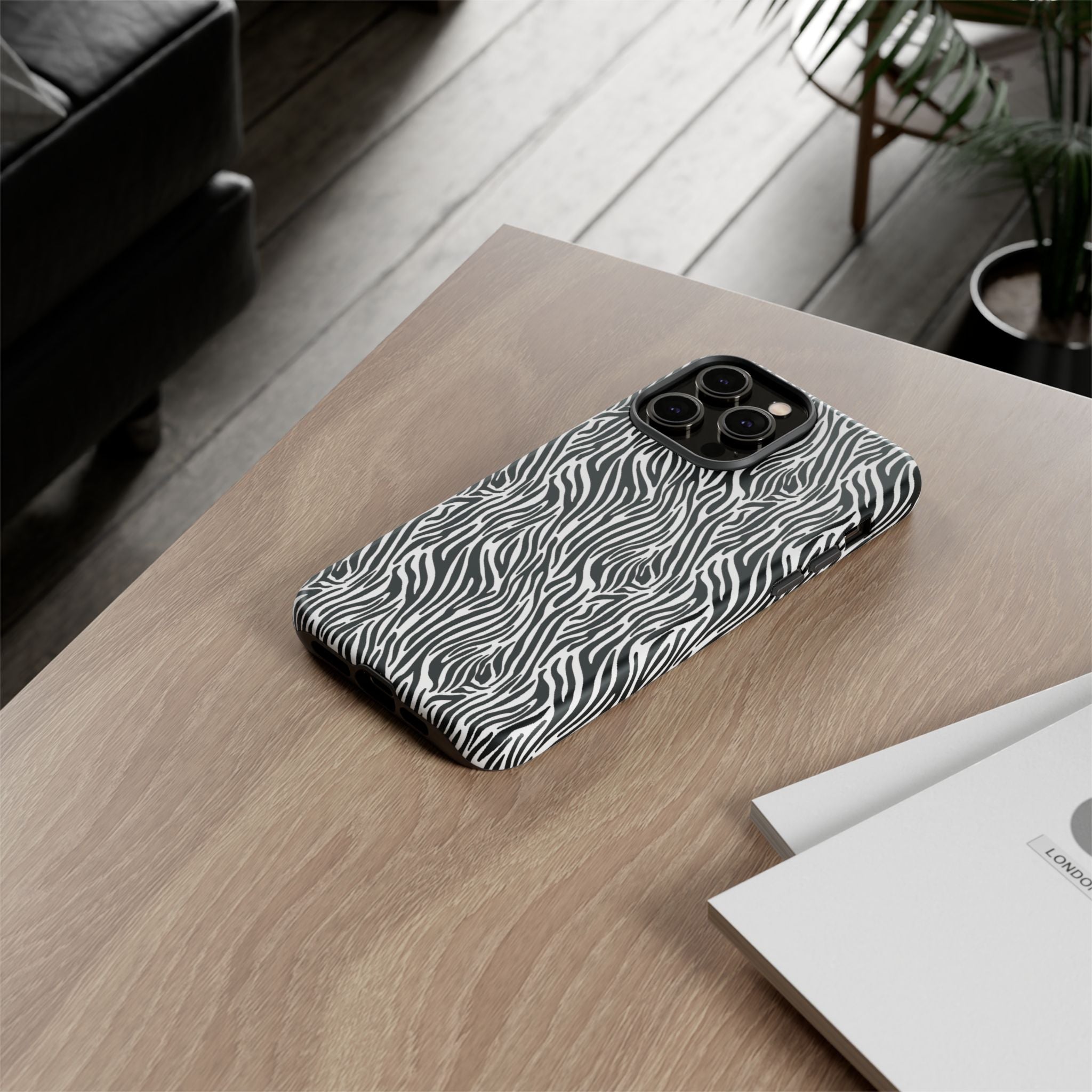 Black and White Zebra Print Tough Case iPhone, Galaxy and Google Pixel