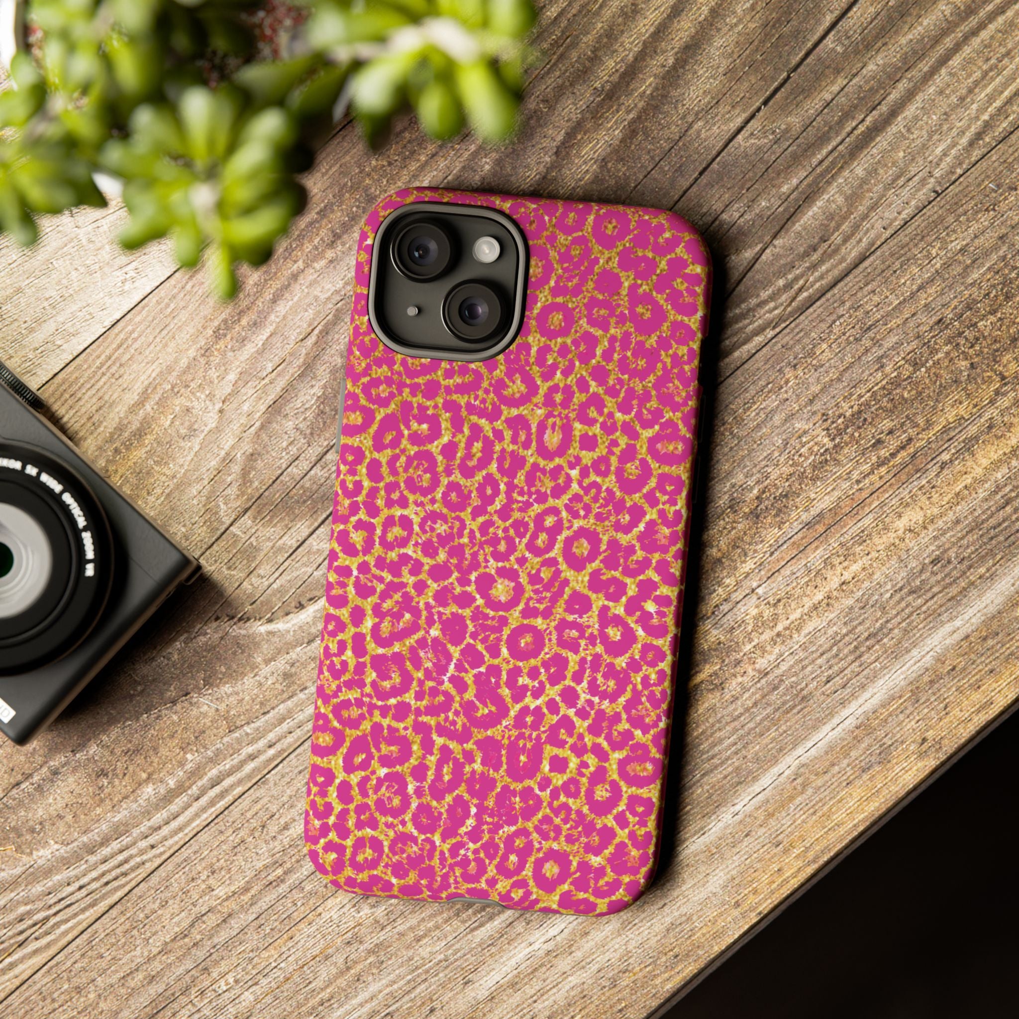 Pink Gold Leopard Tough Case for iPhone, Galaxy, or Google Pixel