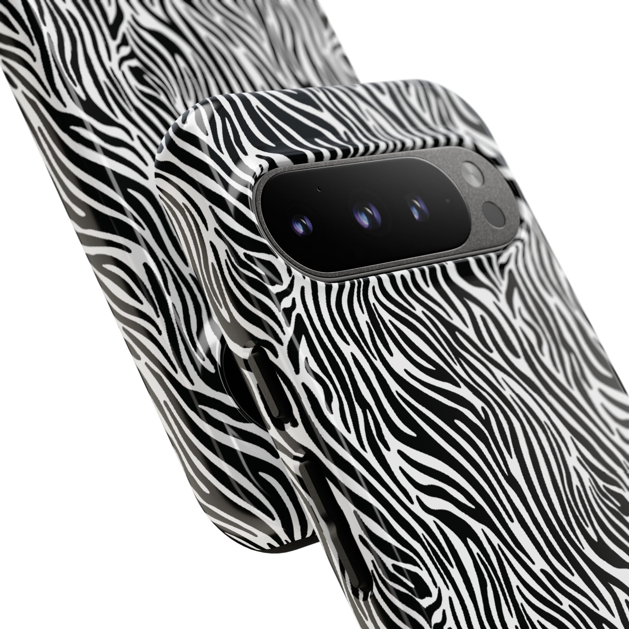 Black and White Zebra Print Tough Case iPhone, Galaxy and Google Pixel
