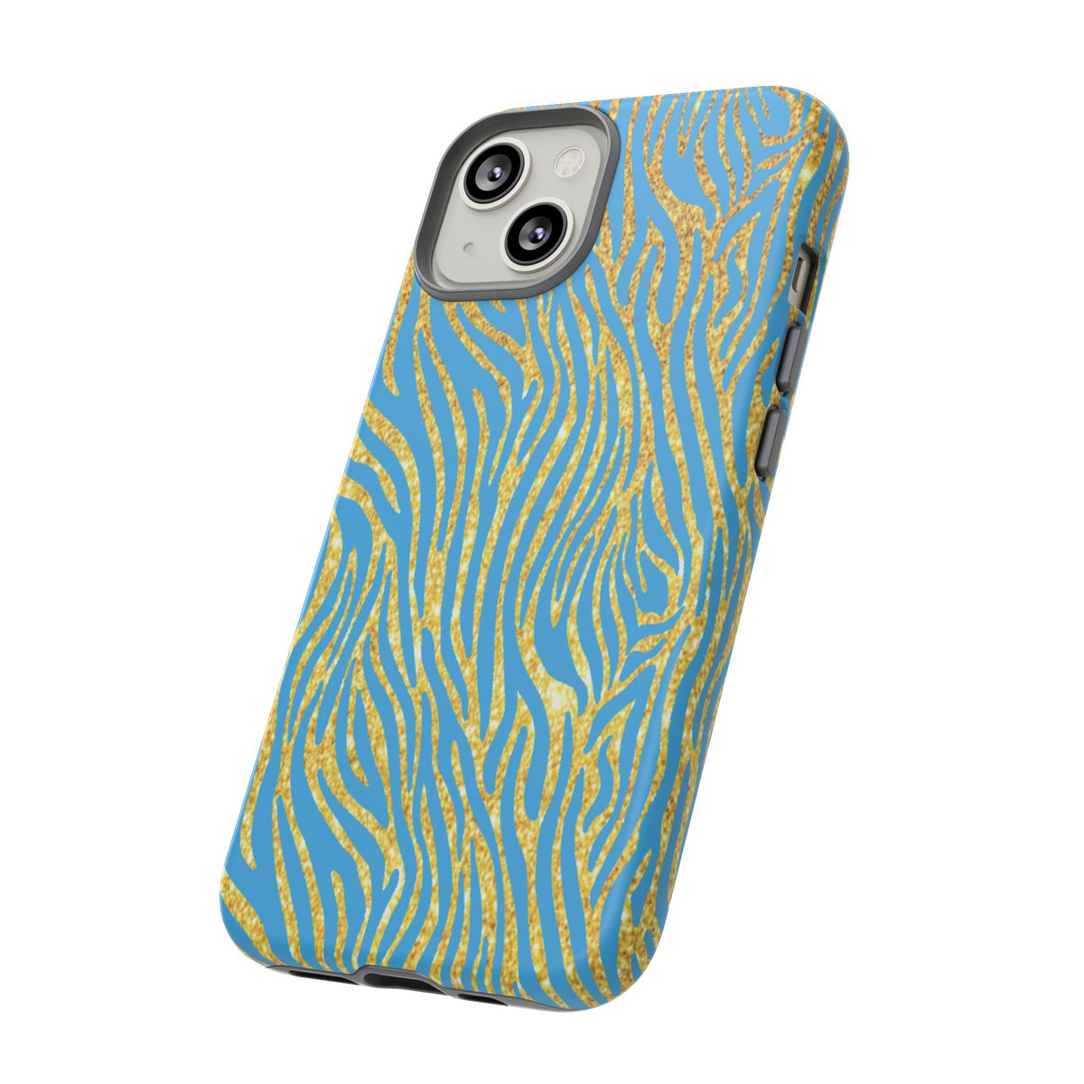 Blue Gold Zebra Tough Case for iPhone, Galaxy, or Google Pixel