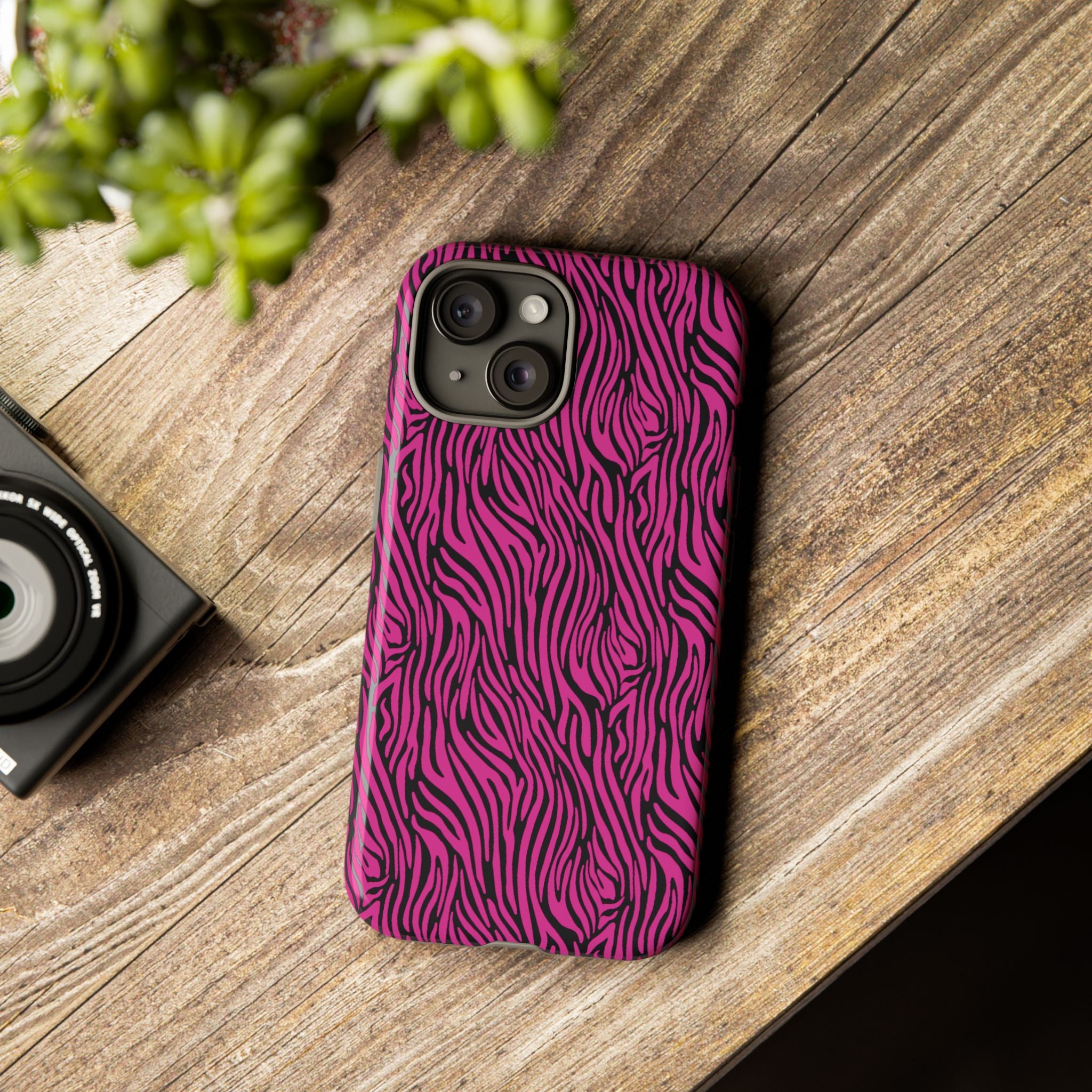 Pink Zebra Tough Phone Case for iPhone, Galaxy, or Google Pixel
