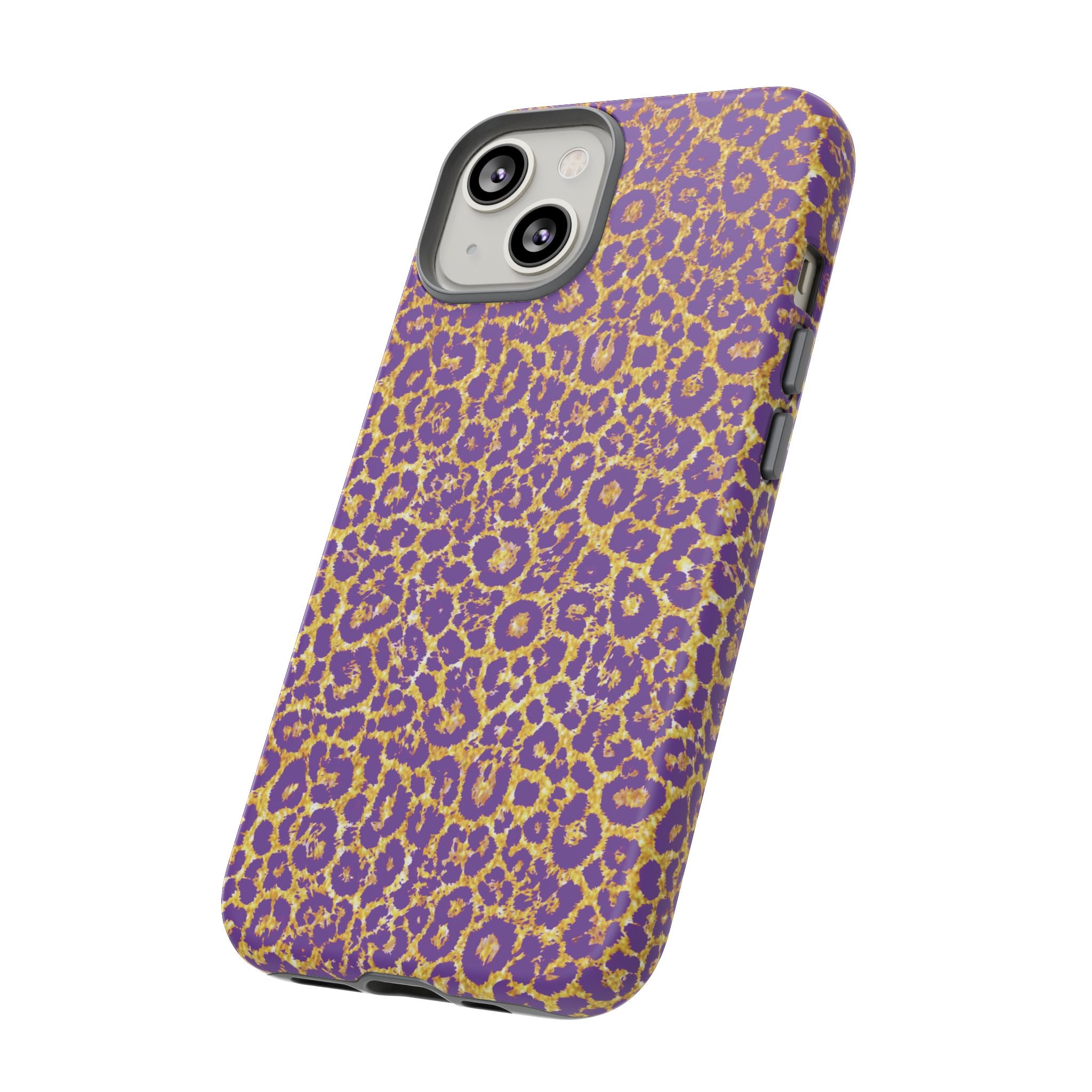 Purple Gold Leopard Tough Phone Case for iPhone, Galaxy, or Google Pixel