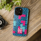 LOVE Blue Leopard 80s Vibe Tough Case for iPhone, Galaxy, or Google Pixel
