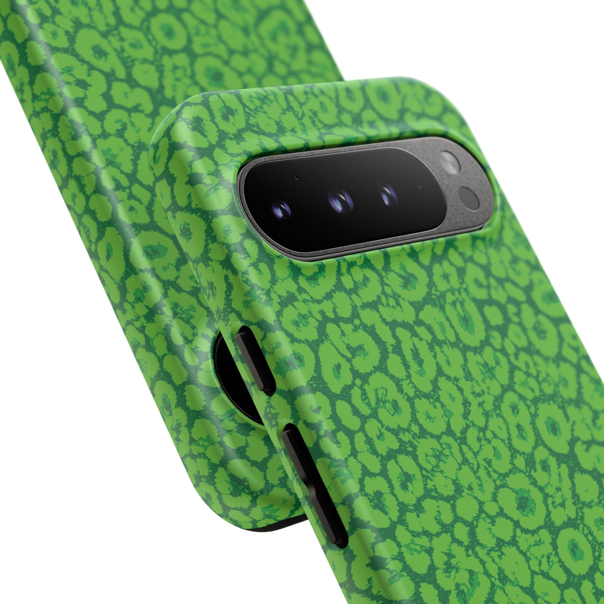 Neon Green Leopard Tough Phone Case for iPhone, Galaxy, or Google Pixel
