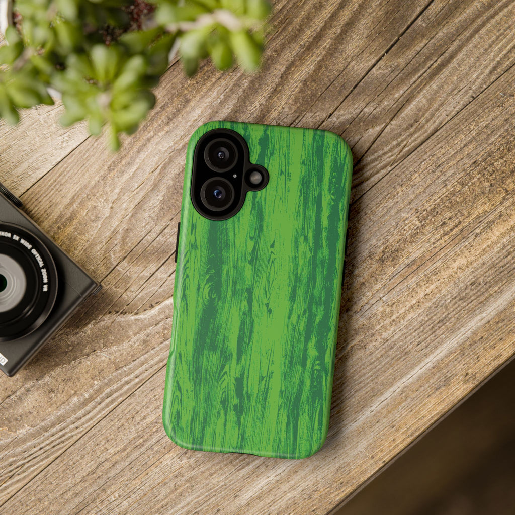 Neon Green Wood Tough Phone Case iPhone, Galaxy, or Google Pixel