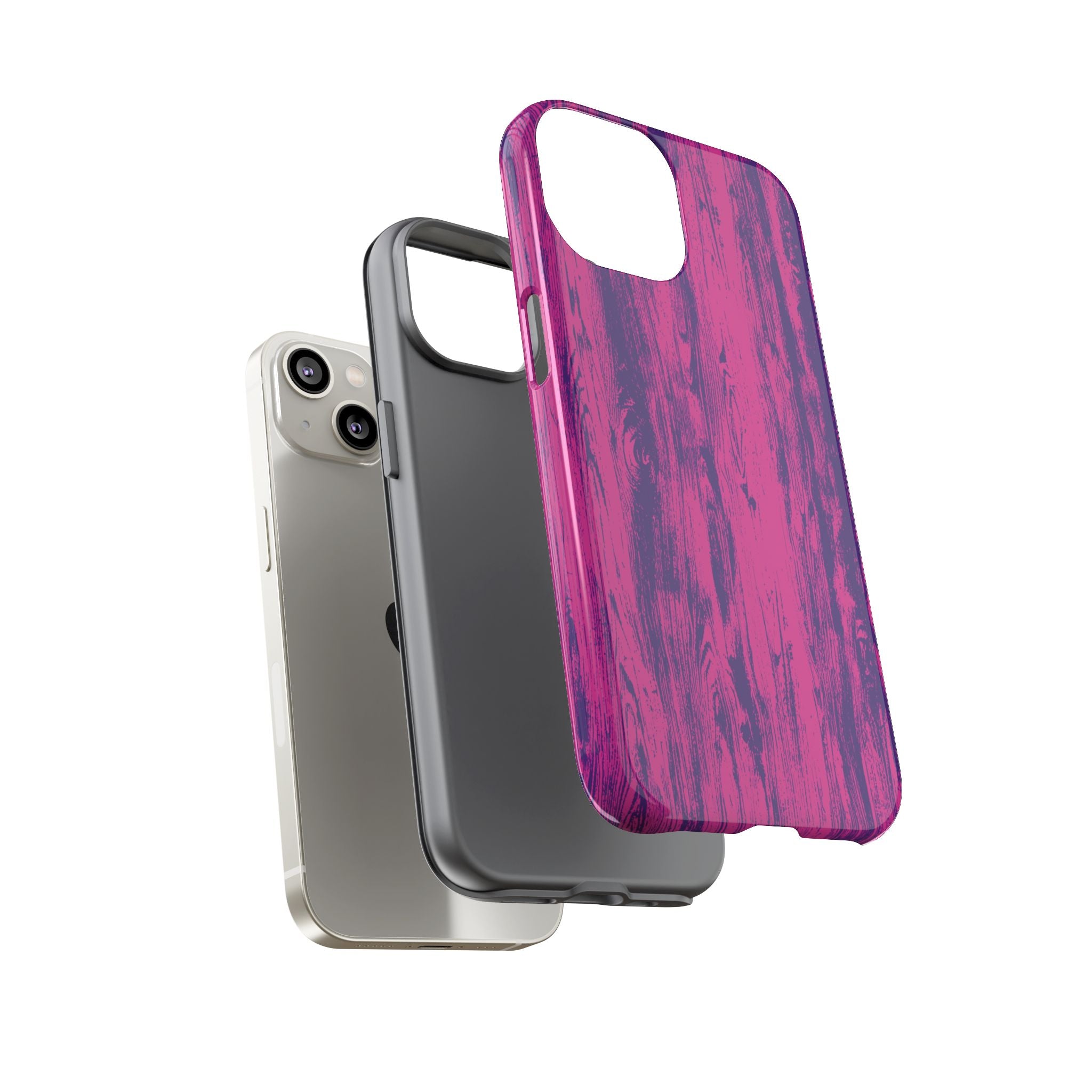 Pink Purple Wood Tough Phone Case iPhone, Galaxy, or Google Pixel