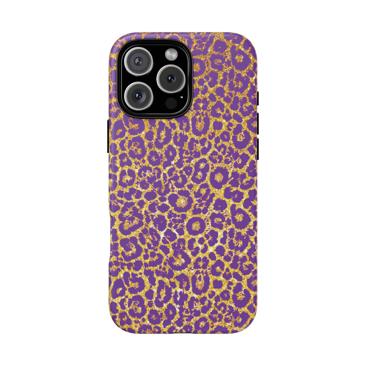 Purple Gold Leopard Tough Phone Case for iPhone, Galaxy, or Google Pixel