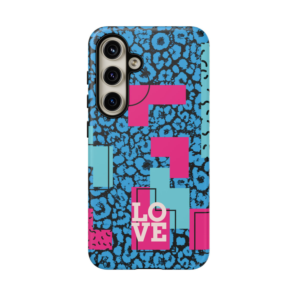 LOVE Blue Leopard 80s Vibe Tough Case for iPhone, Galaxy, or Google Pixel