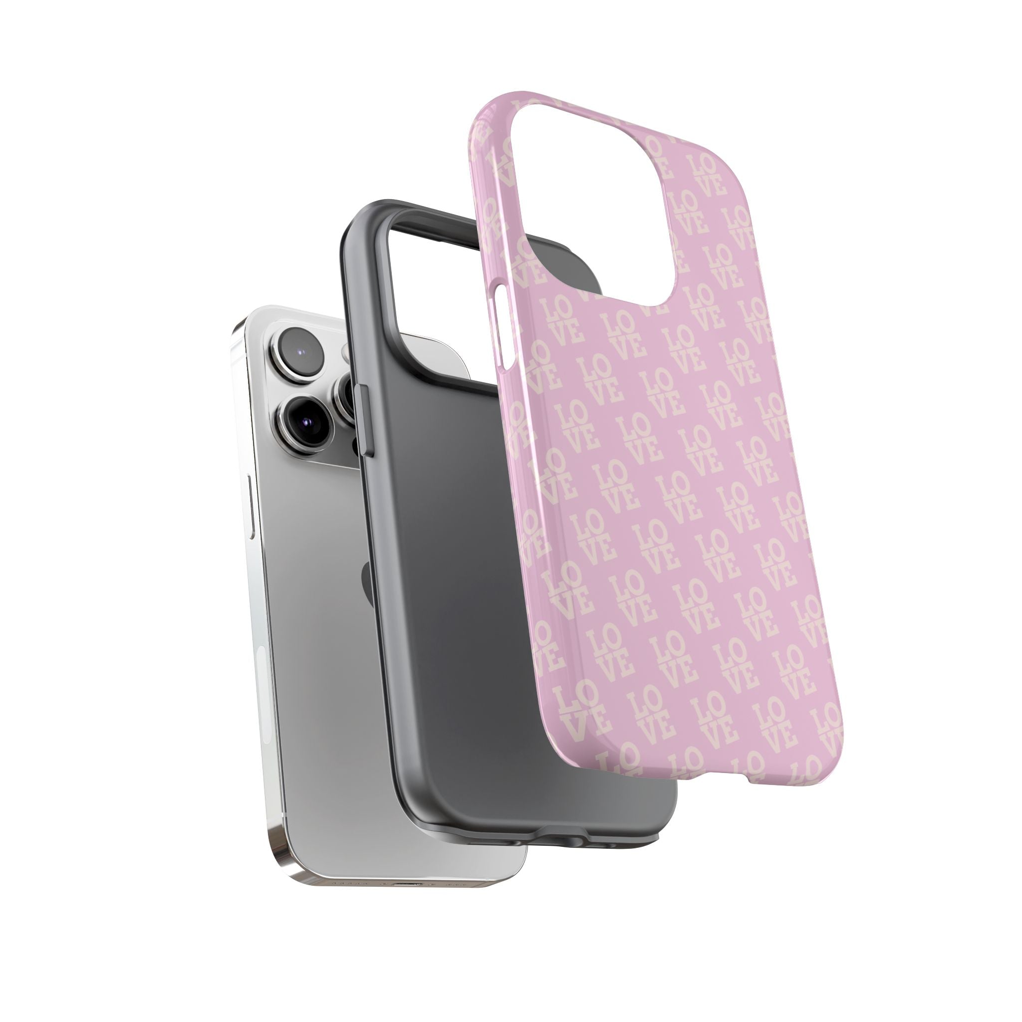 LOVE Pink Tough Phone Case for iPhone, Galaxy, or Google Pixel