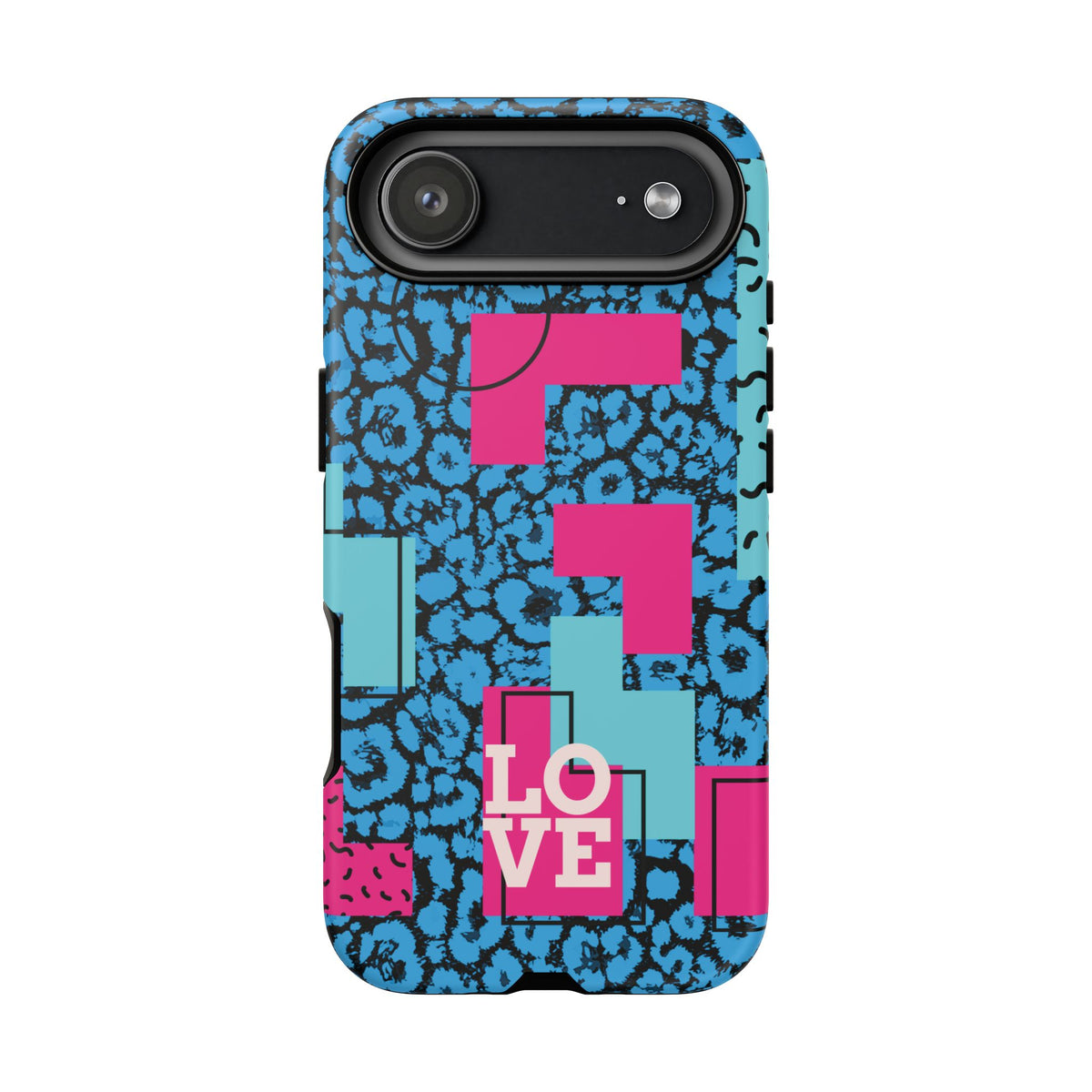 LOVE Blue Leopard 80s Vibe Tough Case for iPhone, Galaxy, or Google Pixel