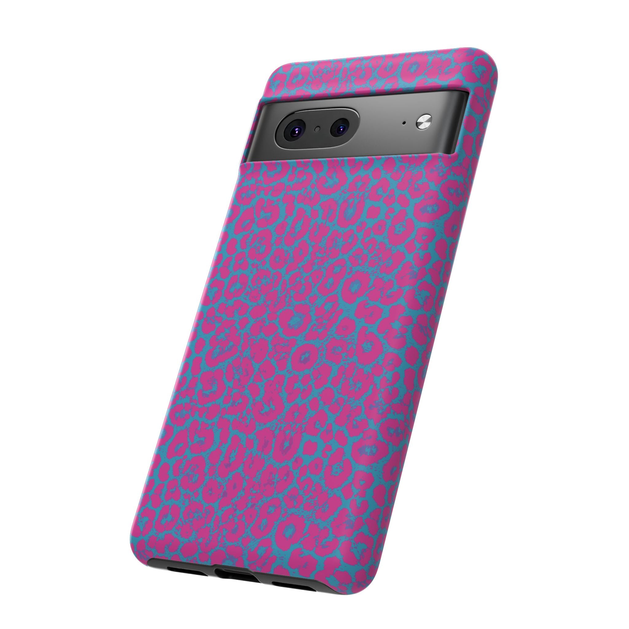 Pink Blue Leopard Tough Phone Case iPhone, Galaxy, or Google Pixel