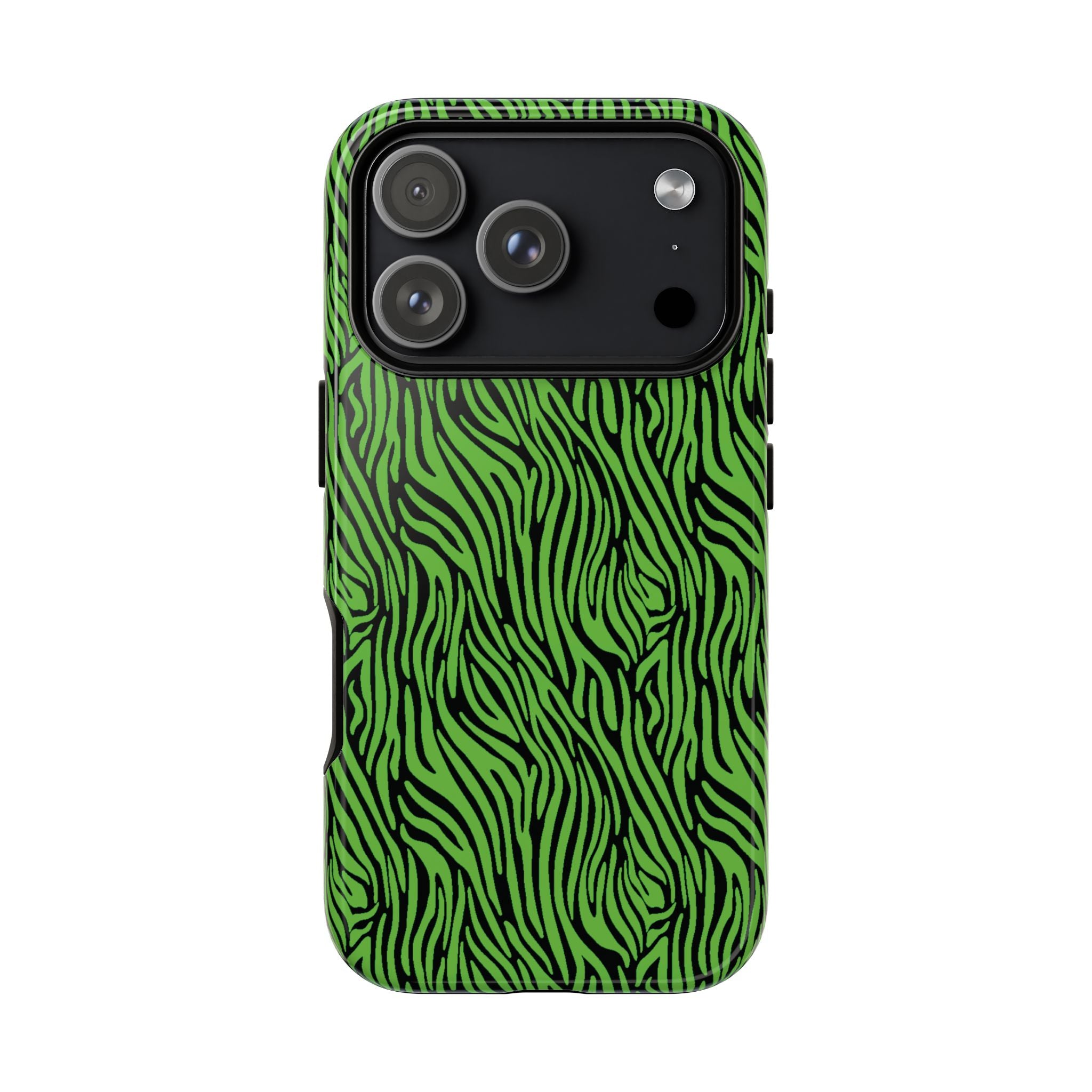 Neon Green Zebra Tough Phone Case iPhone, Galaxy, or Google Pixel