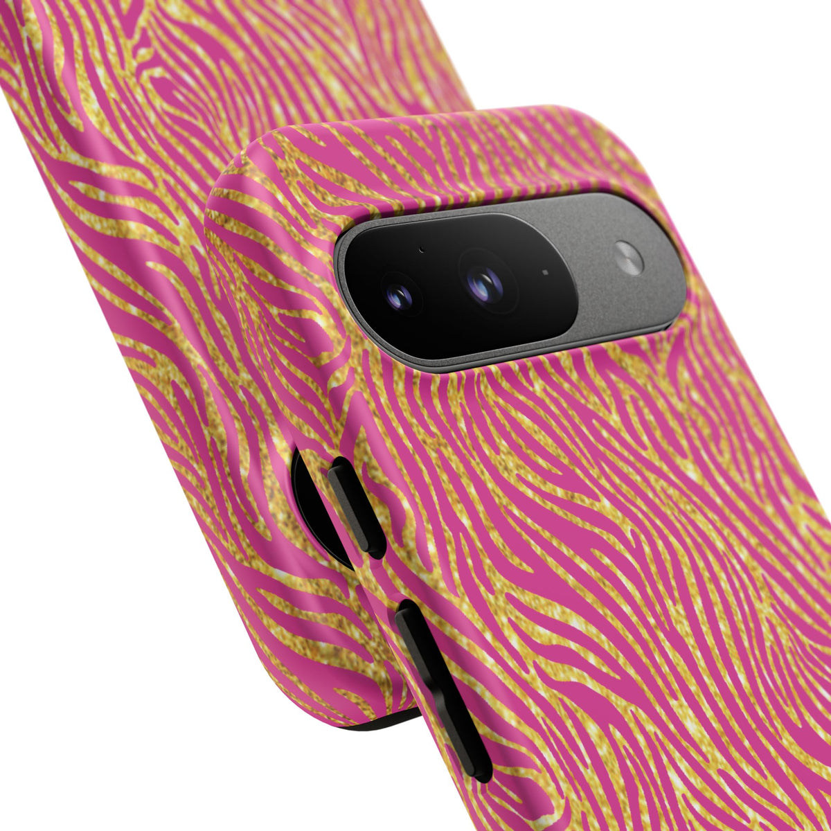 Pink Gold Zebra Print Tough Case for iPhone, Galaxy, or Google Pixel