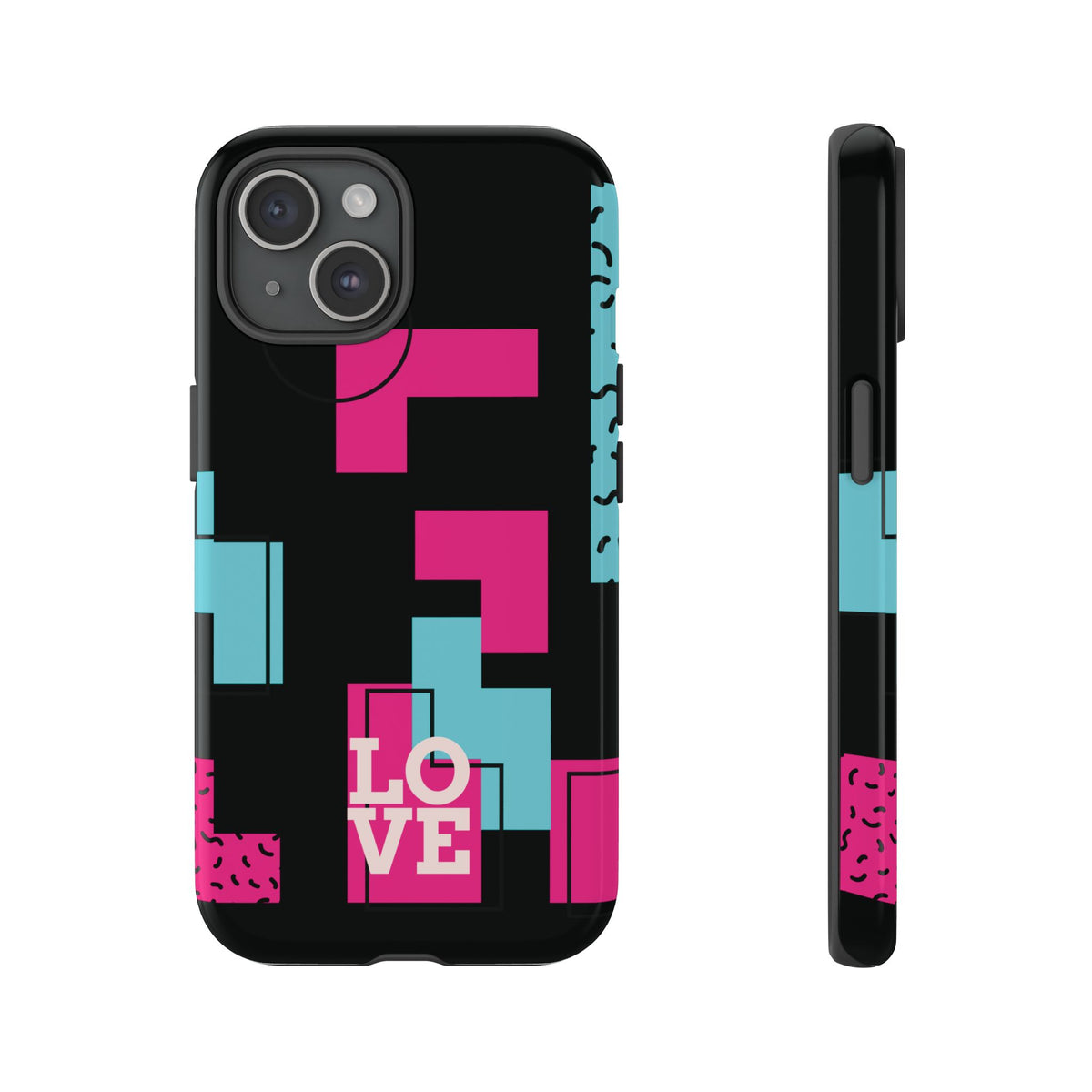 Retro Blocks LOVE Tough Case for iPhone, Galaxy or Google Pixel