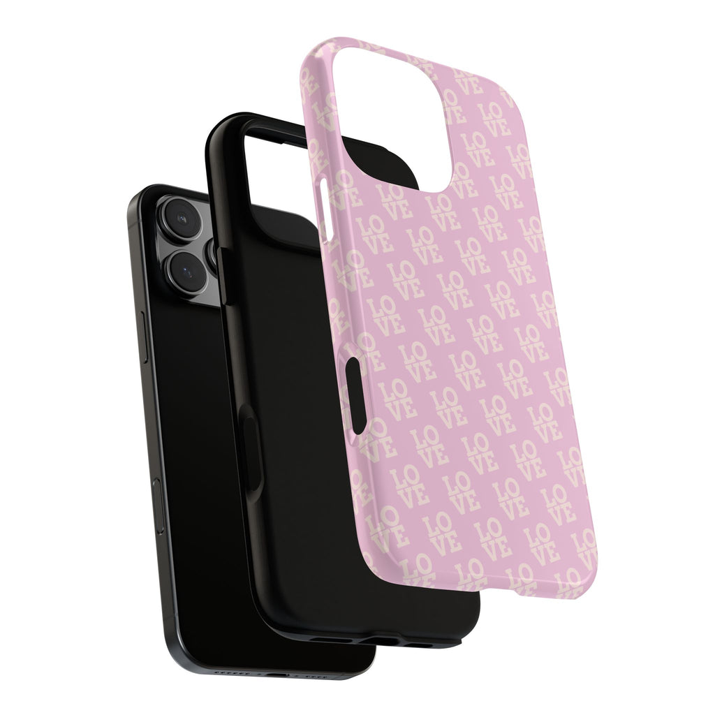 LOVE Pink Tough Phone Case for iPhone, Galaxy, or Google Pixel