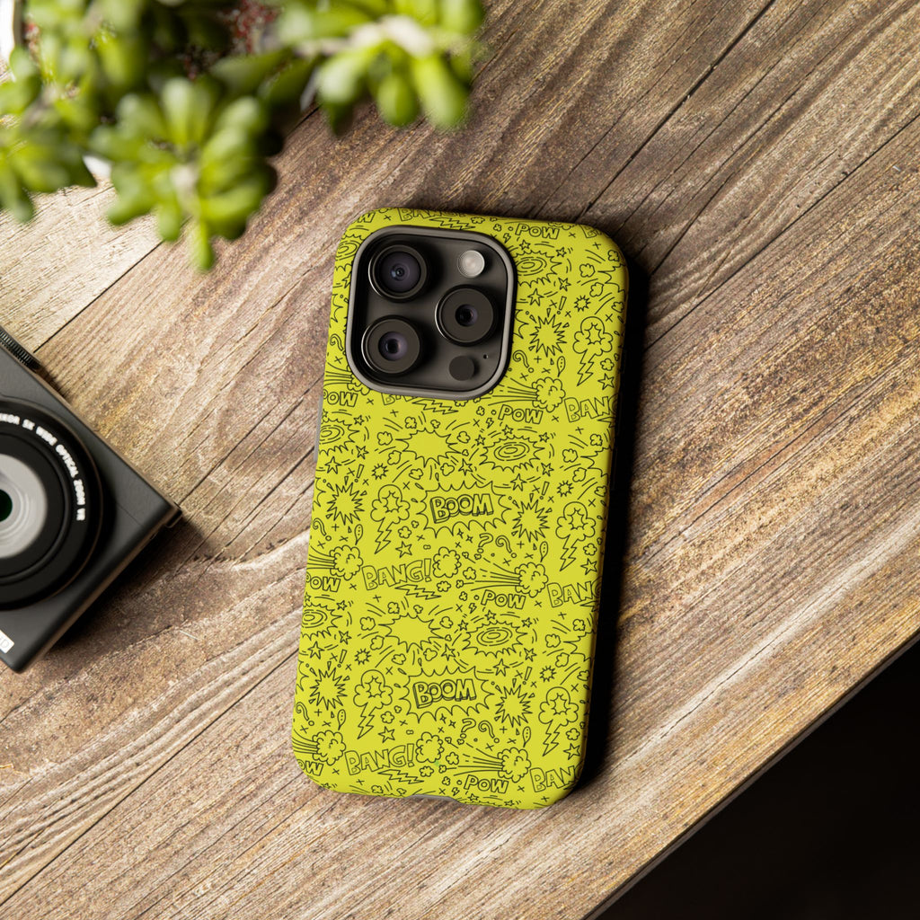 Neon Yellow Wow RG Tough Phone Case for iPhone, Galaxy, or Google Pixel