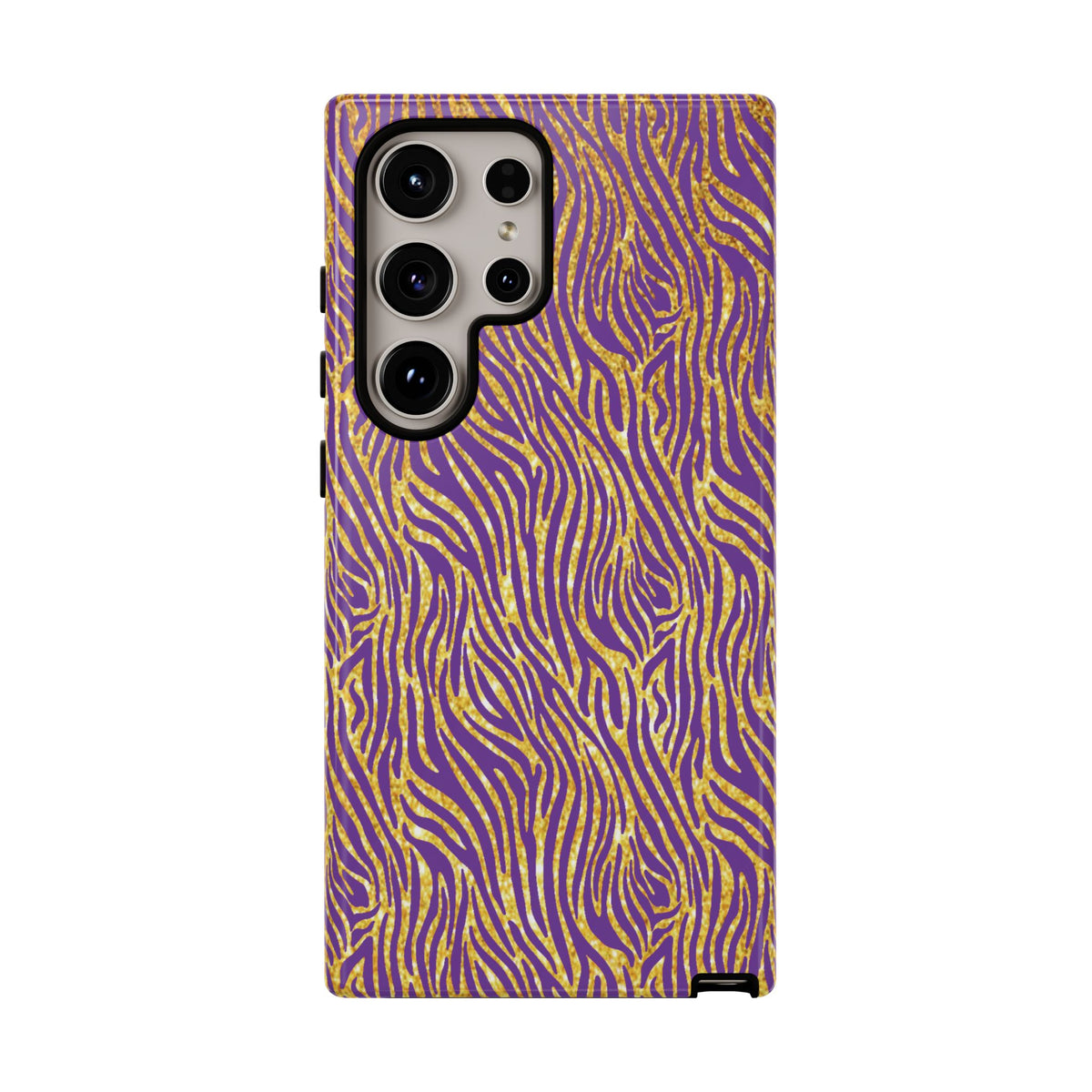 Vibrant Purple Gold Zebra Tough Phone Case iPhone, Galaxy, or Google Pixel