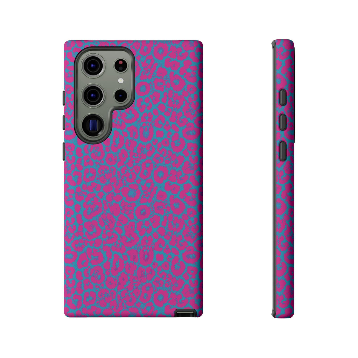 Pink Blue Leopard Tough Phone Case iPhone, Galaxy, or Google Pixel