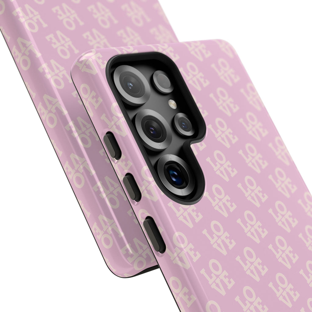 LOVE Pink Tough Phone Case for iPhone, Galaxy, or Google Pixel