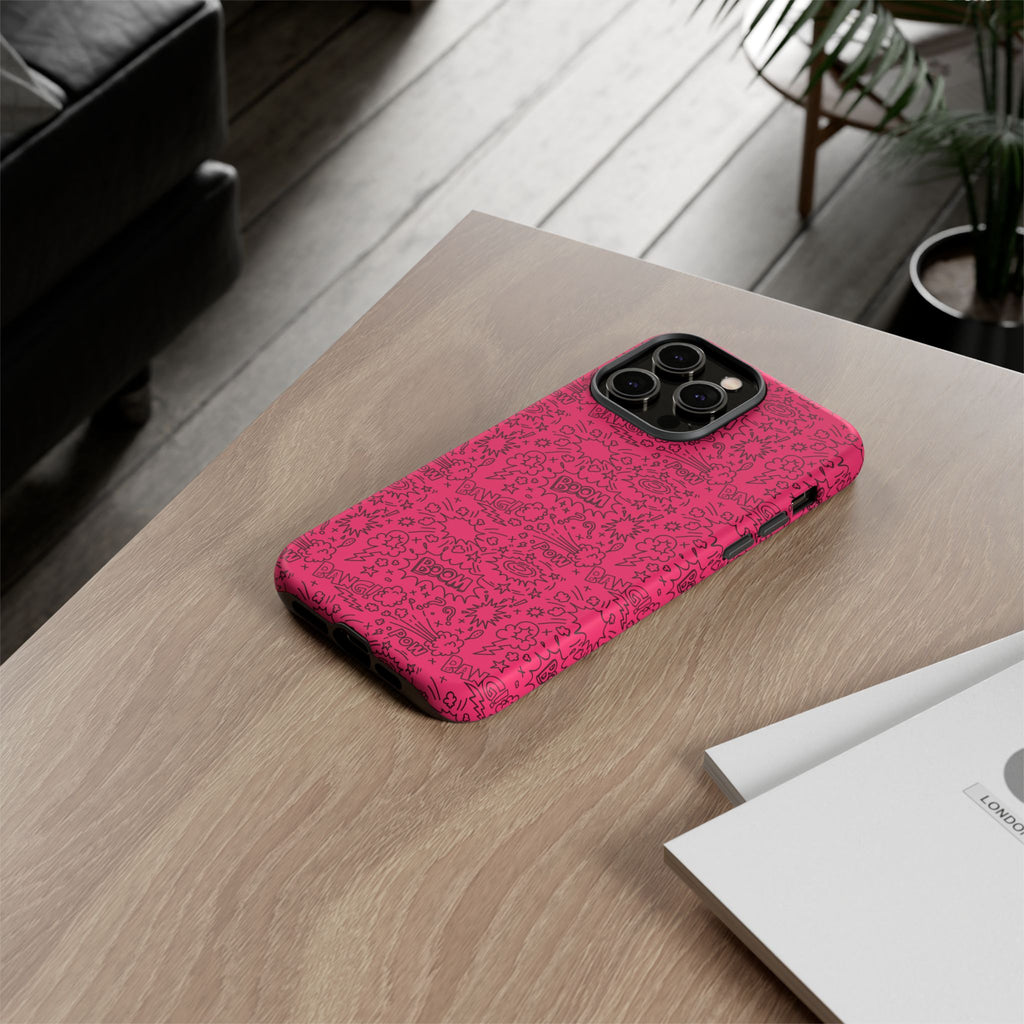 Pink Wow Tough Case for iPhone, Galaxy, or Google Pixel