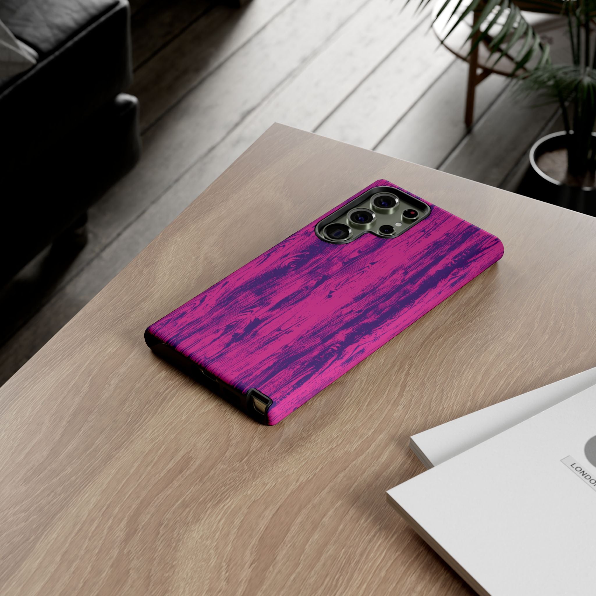 Pink Purple Wood Tough Phone Case iPhone, Galaxy, or Google Pixel