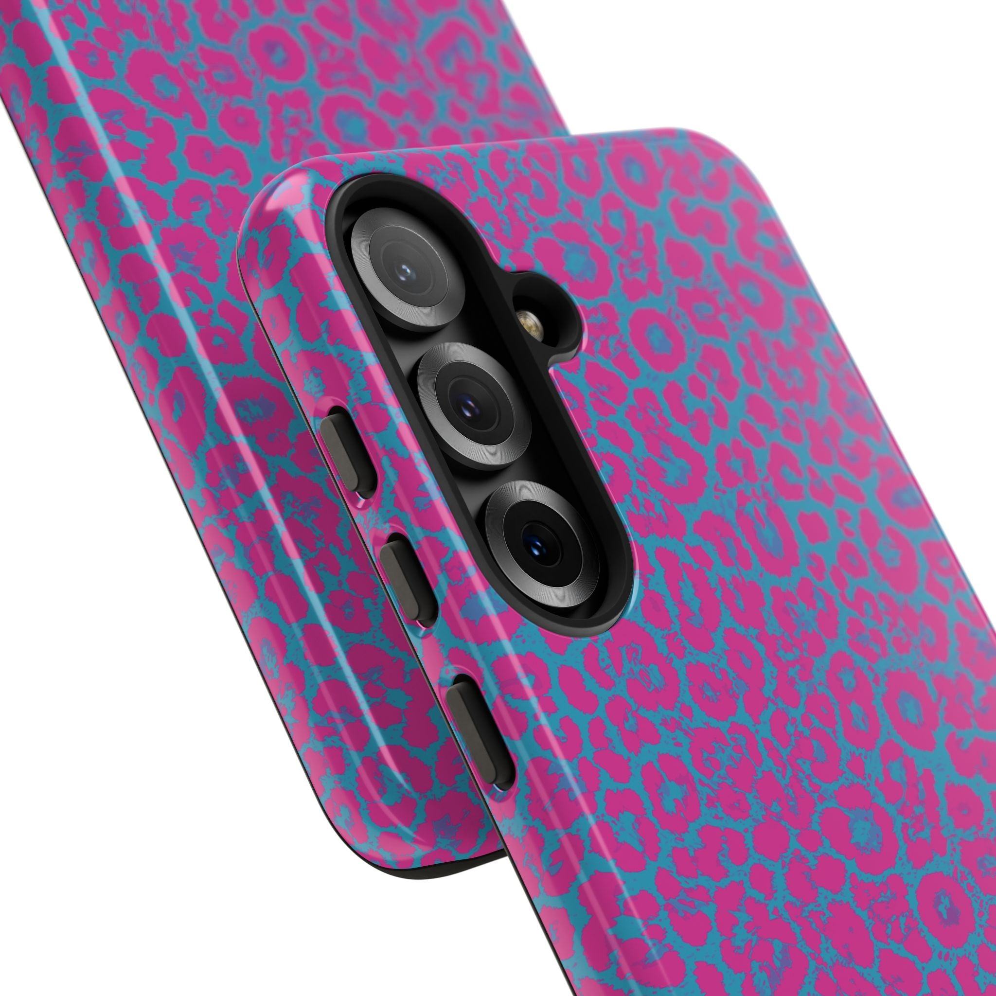 Pink Blue Leopard Tough Phone Case iPhone, Galaxy, or Google Pixel