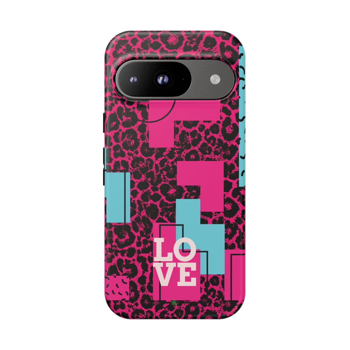 Pink Love Retro Blocks Leopard RG Tough Phone Case for iPhone, Galaxy, or Google Pixel