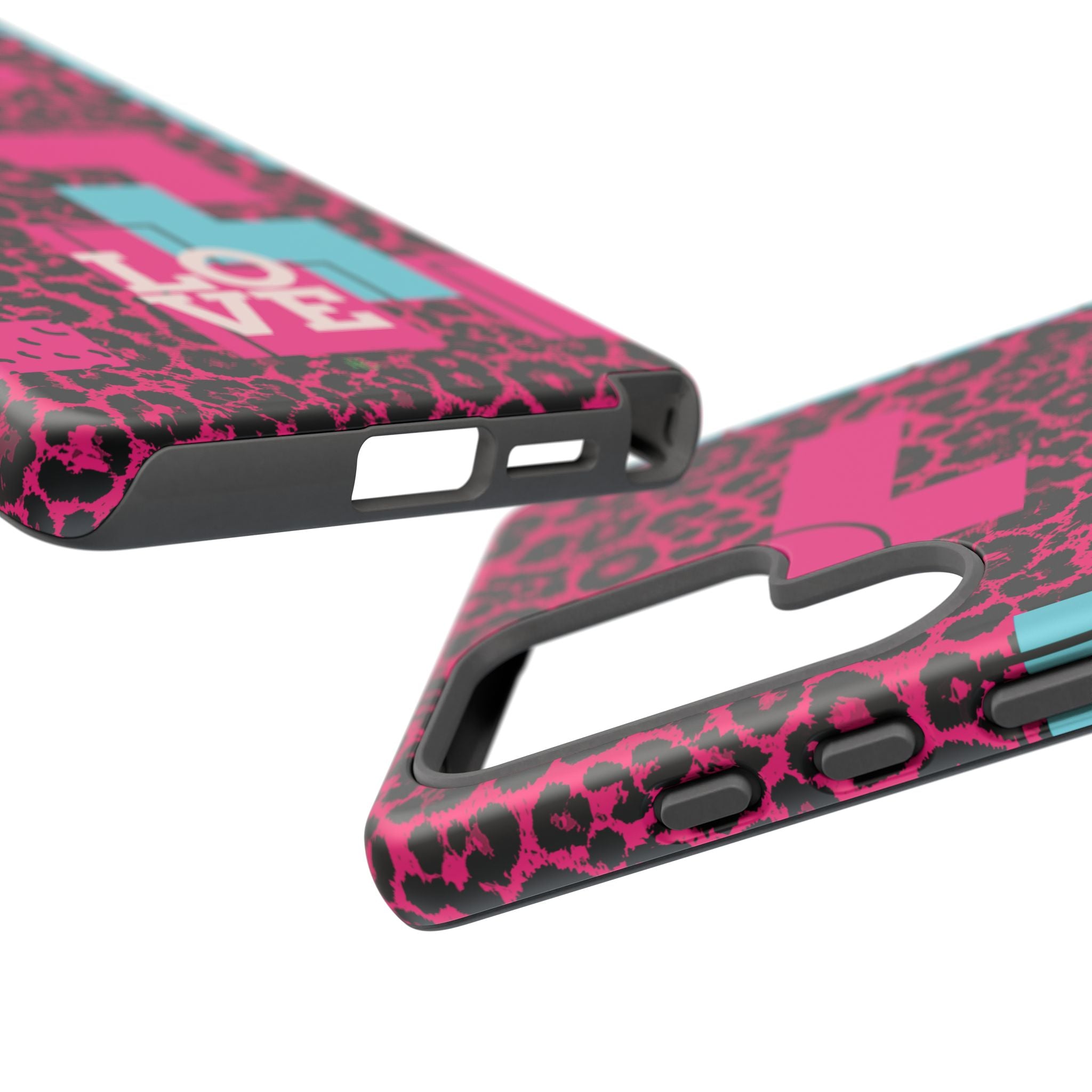 Pink Love Retro Blocks Leopard RG Tough Phone Case for iPhone, Galaxy, or Google Pixel