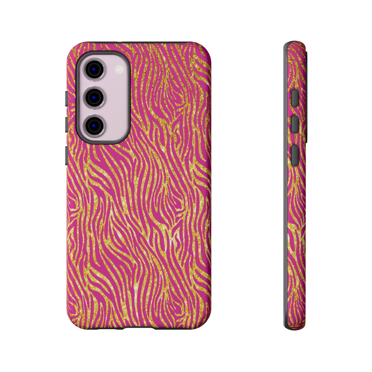 Pink Gold Zebra Print Tough Case for iPhone, Galaxy, or Google Pixel
