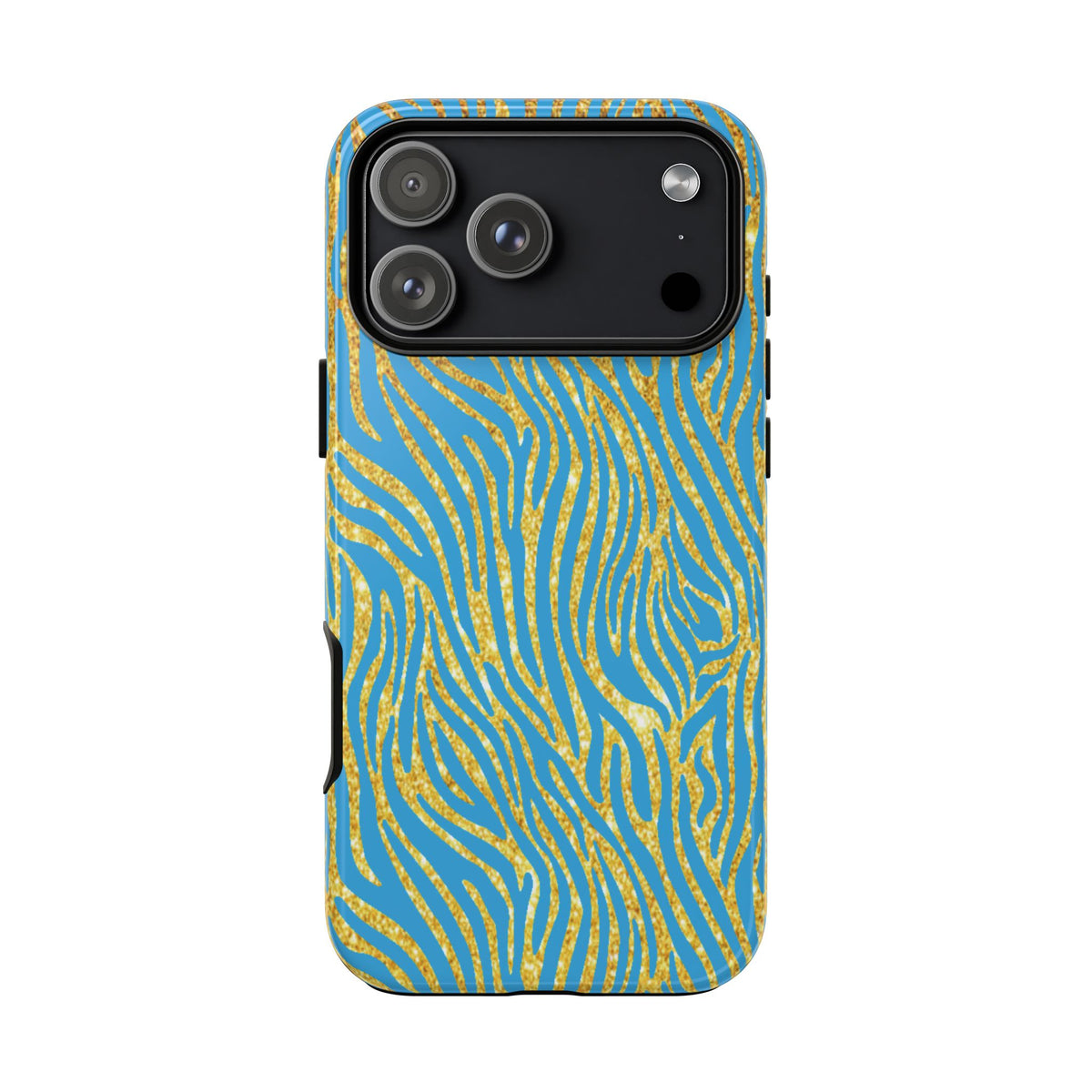 Blue Gold Zebra Tough Case for iPhone, Galaxy, or Google Pixel