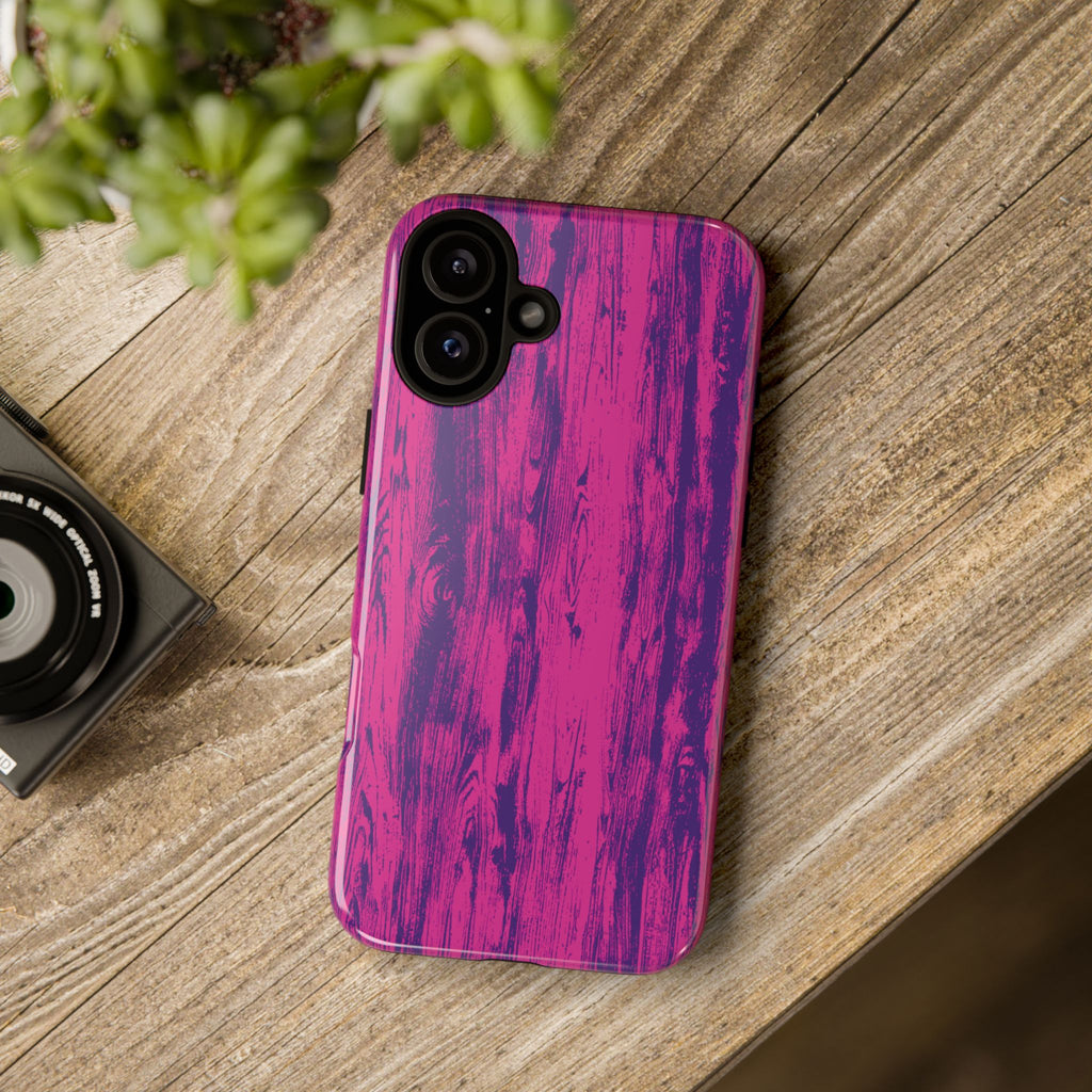 Pink Purple Wood Tough Phone Case iPhone, Galaxy, or Google Pixel