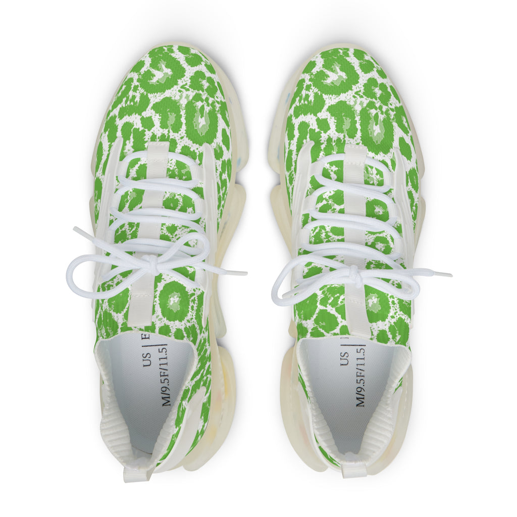 Neon Green Leopard Men's Mesh Sneakers