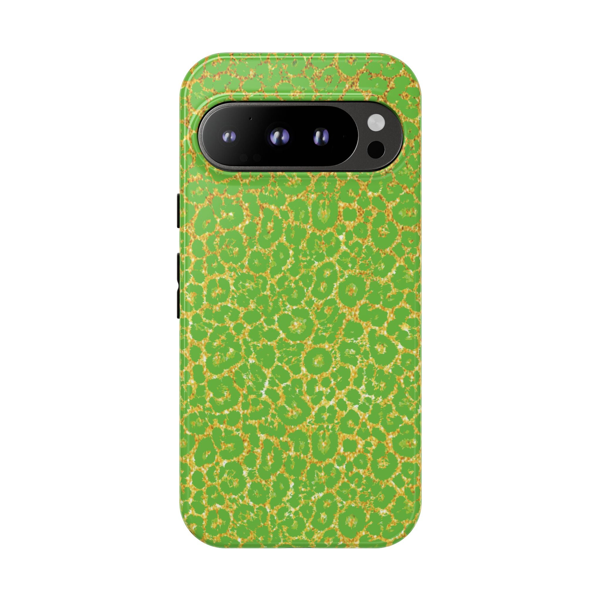 Neon Green Gold Leopard Tough Phone Case iPhone, Galaxy, or Google Pixel