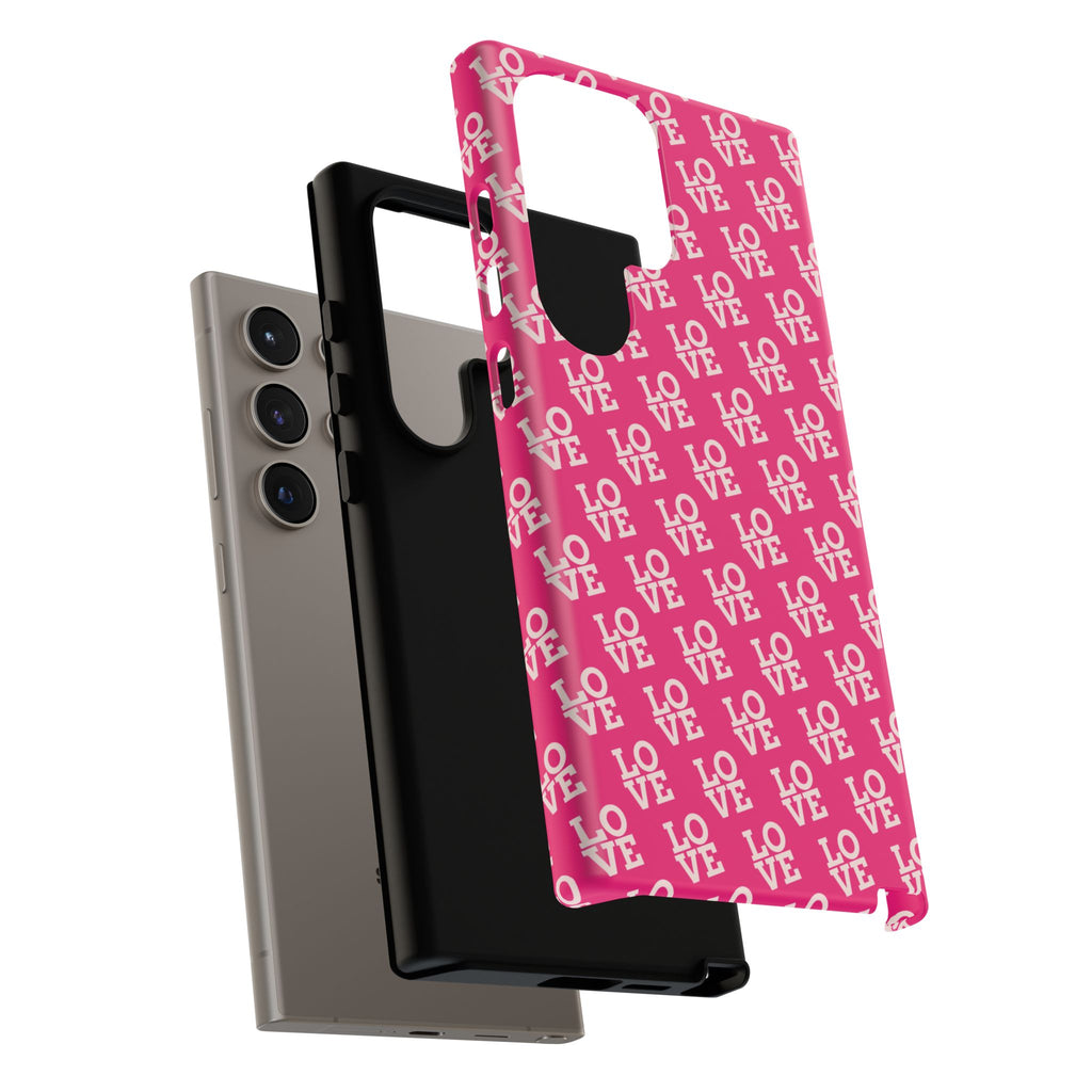 Vibrant Pink LOVE Tough Case iPhone, Galaxy, or Google Pixel