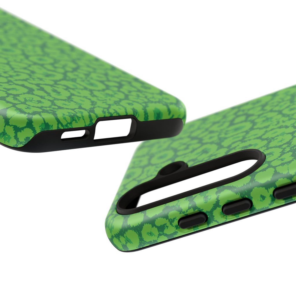 Neon Green Leopard Tough Phone Case for iPhone, Galaxy, or Google Pixel