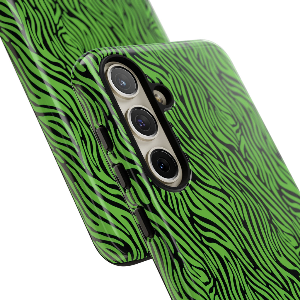 Neon Green Zebra Tough Phone Case iPhone, Galaxy, or Google Pixel