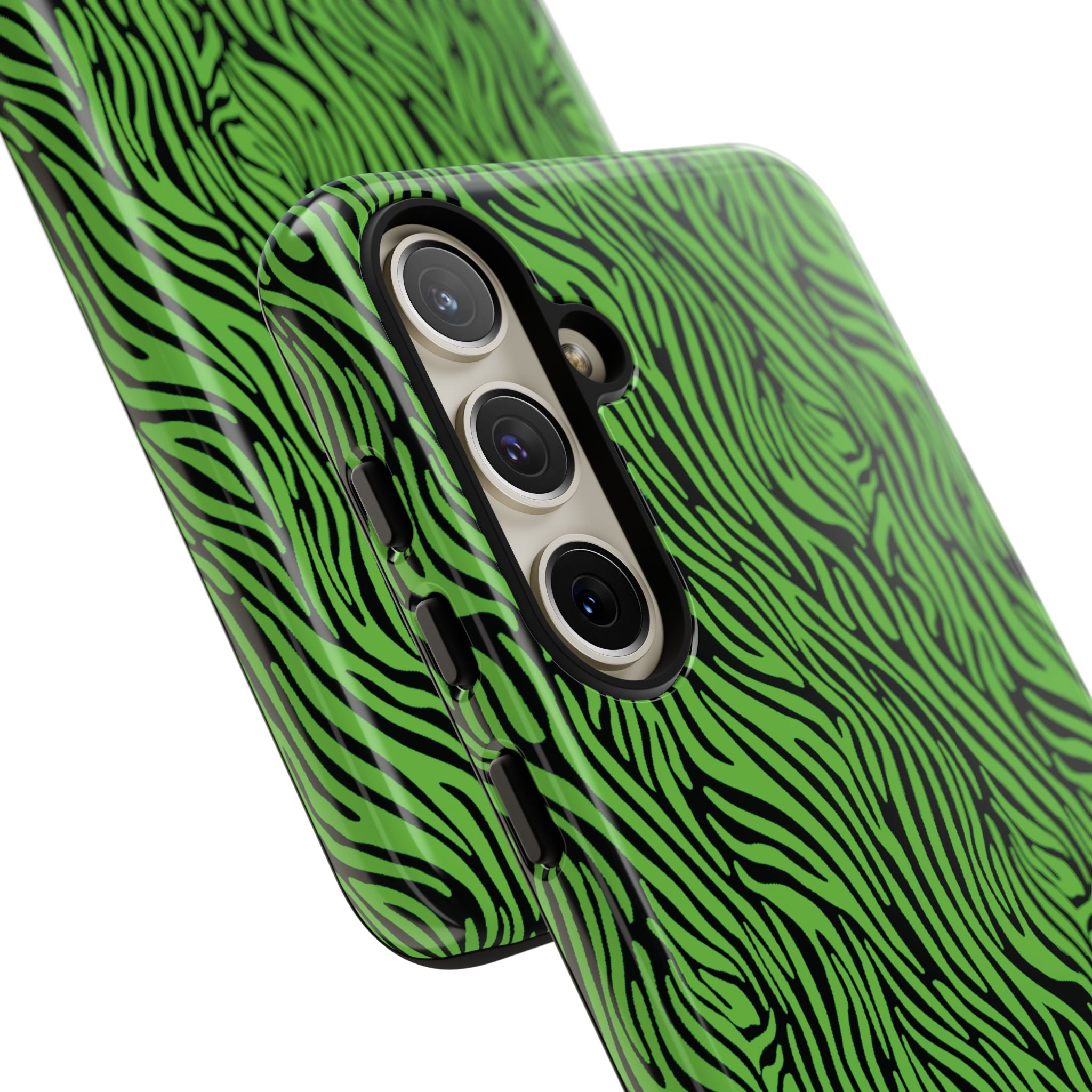 Neon Green Zebra Tough Phone Case iPhone, Galaxy, or Google Pixel
