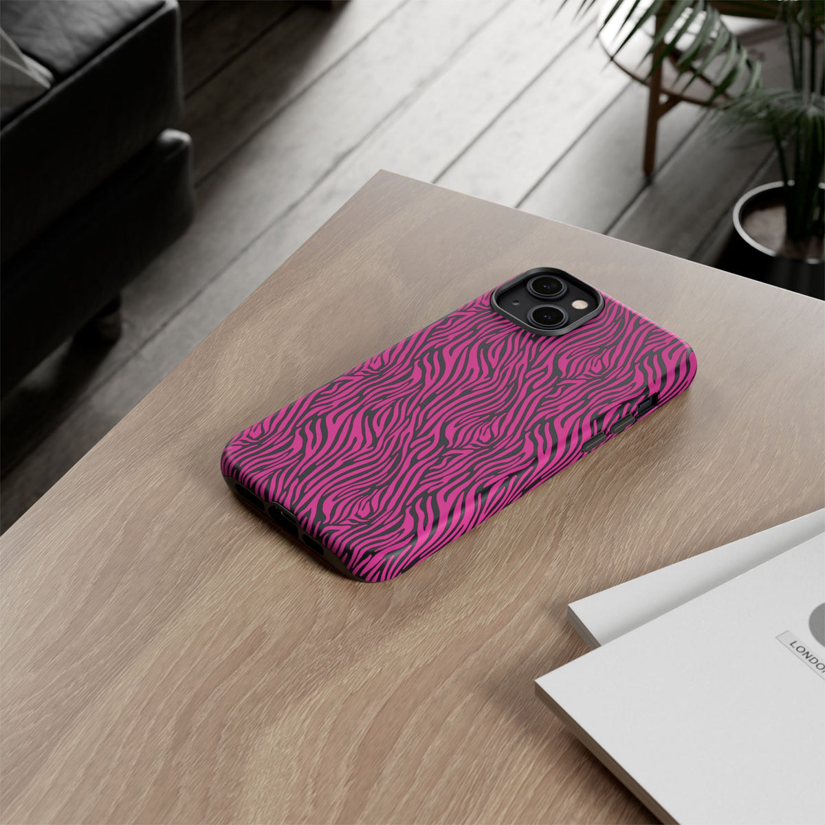 Pink Zebra Tough Phone Case for iPhone, Galaxy, or Google Pixel