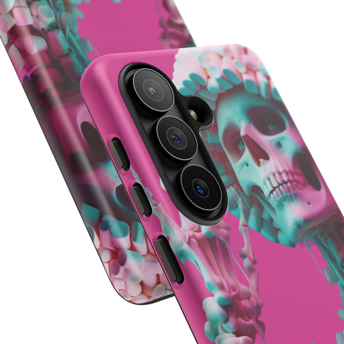 Neon Pink Skeleton Tough Phone Case for iPhone, Galaxy and Google Pixel