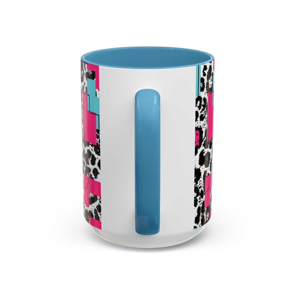 Retro Vibes Love Blocks Leopard Print Coffee Mug Kitchen Decor, Gift
